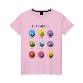 Женская футболка хлопок с принтом Flat Adobe в Новосибирске, 100% хлопок | прямой крой, круглый вырез горловины, длина до линии бедер, слегка спущенное плечо | flat adobe | графика | графический дизайн | дизайнерам | профессии