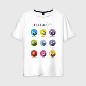 Женская футболка хлопок Oversize с принтом Flat Adobe в Новосибирске, 100% хлопок | свободный крой, круглый ворот, спущенный рукав, длина до линии бедер
 | Тематика изображения на принте: flat adobe | графика | графический дизайн | дизайнерам | профессии