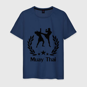 Мужская футболка хлопок с принтом Muay Thai (Тайский бокс) в Новосибирске, 100% хлопок | прямой крой, круглый вырез горловины, длина до линии бедер, слегка спущенное плечо. | muay thai | бокс | спорт | тайский бокс
