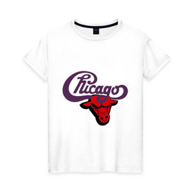Женская футболка хлопок с принтом Чикаго Булс Chicago bulls в Новосибирске, 100% хлопок | прямой крой, круглый вырез горловины, длина до линии бедер, слегка спущенное плечо | chicago bulls | swag | бык | чикаго булс