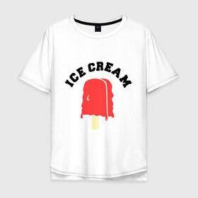 Мужская футболка хлопок Oversize с принтом Мороженое Ice Cream в Новосибирске, 100% хлопок | свободный крой, круглый ворот, “спинка” длиннее передней части | 