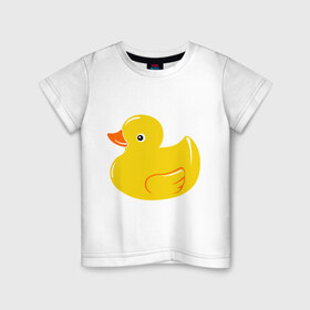 Детская футболка хлопок с принтом Утёнок в Новосибирске, 100% хлопок | круглый вырез горловины, полуприлегающий силуэт, длина до линии бедер | Тематика изображения на принте: детям | животные | кря | птица | утёнок