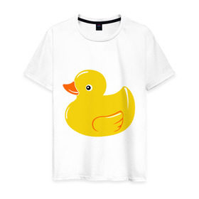 Мужская футболка хлопок с принтом Утёнок в Новосибирске, 100% хлопок | прямой крой, круглый вырез горловины, длина до линии бедер, слегка спущенное плечо. | детям | животные | кря | птица | утёнок