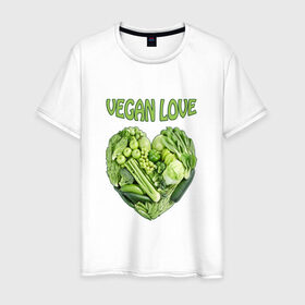 Мужская футболка хлопок с принтом Вегетарианцы - Я никого не ем! в Новосибирске, 100% хлопок | прямой крой, круглый вырез горловины, длина до линии бедер, слегка спущенное плечо. | vegan | вегетарианцы | капуста | луг | овощи | я никого не ем | яблоко