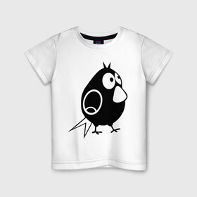 Детская футболка хлопок с принтом Забавная птичка в Новосибирске, 100% хлопок | круглый вырез горловины, полуприлегающий силуэт, длина до линии бедер | воробей | животные | забавная птичка | прикольные картинки