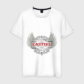 Мужская футболка хлопок с принтом Ангел Кастиэль - Сверхъестественное в Новосибирске, 100% хлопок | прямой крой, круглый вырез горловины, длина до линии бедер, слегка спущенное плечо. | ангел кастиэль | сверхъестественное | сериалы