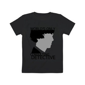 Детская футболка хлопок с принтом Sherlock Detective в Новосибирске, 100% хлопок | круглый вырез горловины, полуприлегающий силуэт, длина до линии бедер | sherlock detective | кино | мультфильмы и тв 
подкатегория: | сыщик | холмс | хомс