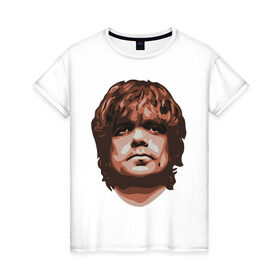 Женская футболка хлопок с принтом Tyrion Lannister в Новосибирске, 100% хлопок | прямой крой, круглый вырез горловины, длина до линии бедер, слегка спущенное плечо | Тематика изображения на принте: 