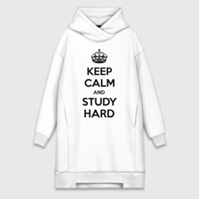 Платье-худи хлопок с принтом Keep calm and study hard в Новосибирске,  |  | keep calm and study hard | студенческие | учиться | школа