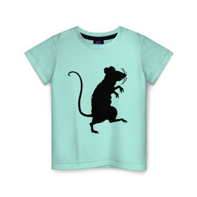 Детская футболка хлопок с принтом Силуэт крысы в Новосибирске, 100% хлопок | круглый вырез горловины, полуприлегающий силуэт, длина до линии бедер | животные | крыса | мышь | силуэт крысы | хомяк
