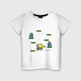 Детская футболка хлопок с принтом Doodle Jump в Новосибирске, 100% хлопок | круглый вырез горловины, полуприлегающий силуэт, длина до линии бедер | doodle jump | дудл жамп | игры | мобильные игры