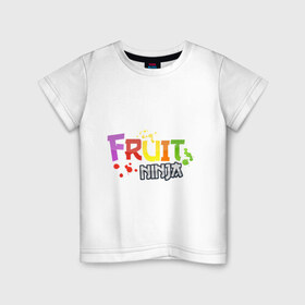 Детская футболка хлопок с принтом Fruit Ninja в Новосибирске, 100% хлопок | круглый вырез горловины, полуприлегающий силуэт, длина до линии бедер | Тематика изображения на принте: fruit ninja | игры | мобильные игры | ниньзя | фруктовый ниньзя | фрукты