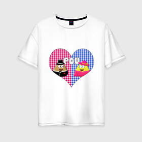 Женская футболка хлопок Oversize с принтом Pou в Новосибирске, 100% хлопок | свободный крой, круглый ворот, спущенный рукав, длина до линии бедер
 | pou | игры | мобильные игры | поу
