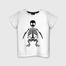 Детская футболка хлопок с принтом Пингвин скелет в Новосибирске, 100% хлопок | круглый вырез горловины, полуприлегающий силуэт, длина до линии бедер | пингвин | скелет