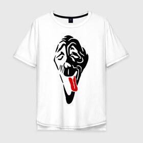 Мужская футболка хлопок Oversize с принтом Whats up в Новосибирске, 100% хлопок | свободный крой, круглый ворот, “спинка” длиннее передней части | whats up | кино | крик | маска | позитив | прикольные картинки | смайлы | язык
