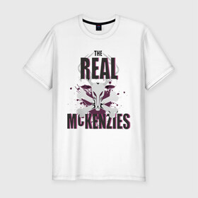 Мужская футболка премиум с принтом The real McKenzies (брызги) в Новосибирске, 92% хлопок, 8% лайкра | приталенный силуэт, круглый вырез ворота, длина до линии бедра, короткий рукав | Тематика изображения на принте: 