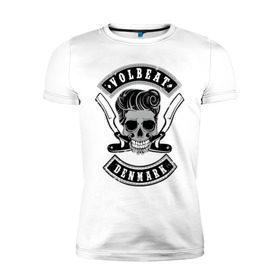 Мужская футболка премиум с принтом Volbeat в Новосибирске, 92% хлопок, 8% лайкра | приталенный силуэт, круглый вырез ворота, длина до линии бедра, короткий рукав | denmark | kubana | volbeat | бритвы | кубана | олдскул | рок | рокабилли | с группами | череп