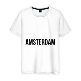 Мужская футболка хлопок с принтом Amsterdam в Новосибирске, 100% хлопок | прямой крой, круглый вырез горловины, длина до линии бедер, слегка спущенное плечо. | amsterdam | амстердам | голландия | туристические