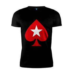 Мужская футболка премиум с принтом Покер Пики Poker Stars в Новосибирске, 92% хлопок, 8% лайкра | приталенный силуэт, круглый вырез ворота, длина до линии бедра, короткий рукав | игры | карты | покер | покер пики poker stars