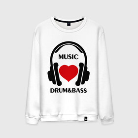 Мужской свитшот хлопок с принтом Любимая музыка - Drum&Bass в Новосибирске, 100% хлопок |  | dj | rnb | клубные | любимая музыка | музыка | наушники | сердечко