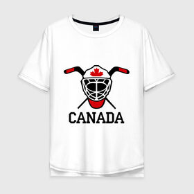 Мужская футболка хлопок Oversize с принтом Canada (Канадский хоккей) в Новосибирске, 100% хлопок | свободный крой, круглый ворот, “спинка” длиннее передней части | Тематика изображения на принте: canada | канадский | клюшка | спорт | хоккей | шайба