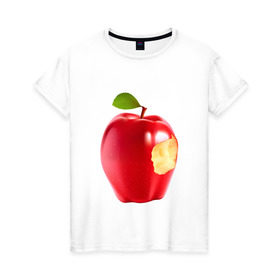 Женская футболка хлопок с принтом В яблочко! в Новосибирске, 100% хлопок | прямой крой, круглый вырез горловины, длина до линии бедер, слегка спущенное плечо | apple | в яблочко | любовь | яблоко