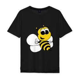 Мужская футболка хлопок Oversize с принтом Пчёлка в Новосибирске, 100% хлопок | свободный крой, круглый ворот, “спинка” длиннее передней части | животные | прикольные картинки | пчёлка | шмель