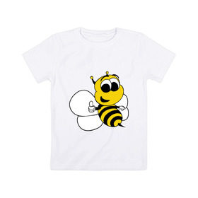 Детская футболка хлопок с принтом Пчёлка в Новосибирске, 100% хлопок | круглый вырез горловины, полуприлегающий силуэт, длина до линии бедер | животные | прикольные картинки | пчёлка | шмель