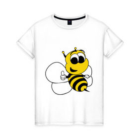 Женская футболка хлопок с принтом Пчёлка в Новосибирске, 100% хлопок | прямой крой, круглый вырез горловины, длина до линии бедер, слегка спущенное плечо | животные | прикольные картинки | пчёлка | шмель