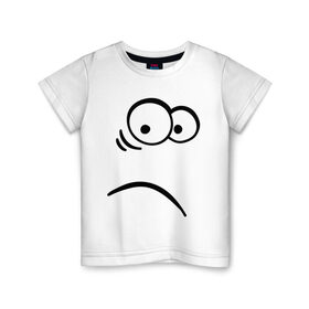 Детская футболка хлопок с принтом Ошеломленная рожица в Новосибирске, 100% хлопок | круглый вырез горловины, полуприлегающий силуэт, длина до линии бедер | smile | прикольная мордочка | рожа | рожица | смайл | смайлик | удивленная рожица