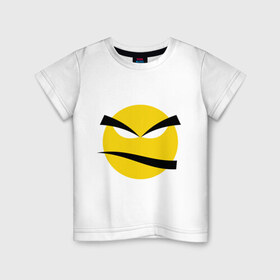 Детская футболка хлопок с принтом Злой смайлик в Новосибирске, 100% хлопок | круглый вырез горловины, полуприлегающий силуэт, длина до линии бедер | bad | smile | yellow | грозный | желтый | злой | смайл | смайлик