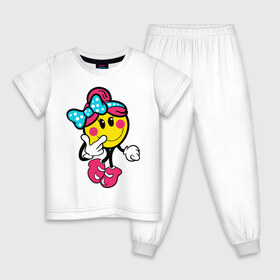 Детская пижама хлопок с принтом Девочка смайл в Новосибирске, 100% хлопок |  брюки и футболка прямого кроя, без карманов, на брюках мягкая резинка на поясе и по низу штанин
 | девочка смайл | милашка | смайл | смайлик