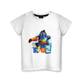 Детская футболка хлопок с принтом Рио 2 в Новосибирске, 100% хлопок | круглый вырез горловины, полуприлегающий силуэт, длина до линии бедер | голубчик | жемчужинка | мультик | мультфильм | попугай | рафаэль | рио | рио 2