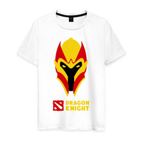 Мужская футболка хлопок с принтом Dragon Knight Dota 2 Дк Dk в Новосибирске, 100% хлопок | прямой крой, круглый вырез горловины, длина до линии бедер, слегка спущенное плечо. | dota 2 дк dk | dragon | knight | игры | шлем