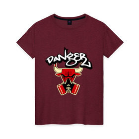 Женская футболка хлопок с принтом Чикаго Булс Danger Chicago Bulls в Новосибирске, 100% хлопок | прямой крой, круглый вырез горловины, длина до линии бедер, слегка спущенное плечо | chicago bulls | swag | булс danger | бык | чикаго