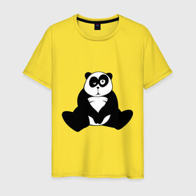Мужская футболка хлопок с принтом Уставшая панда в Новосибирске, 100% хлопок | прямой крой, круглый вырез горловины, длина до линии бедер, слегка спущенное плечо. | панда