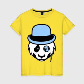 Женская футболка хлопок с принтом Панда из высшего света в Новосибирске, 100% хлопок | прямой крой, круглый вырез горловины, длина до линии бедер, слегка спущенное плечо | 