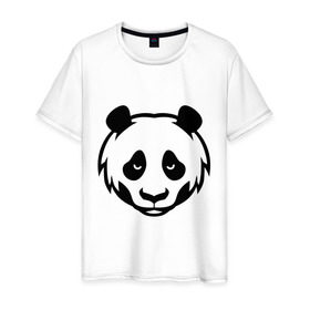 Мужская футболка хлопок с принтом Дружелюбная панда в Новосибирске, 100% хлопок | прямой крой, круглый вырез горловины, длина до линии бедер, слегка спущенное плечо. | 