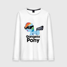 Мужской лонгслив хлопок с принтом Gangsta pony в Новосибирске, 100% хлопок |  | gangsta pony | my little pony | pony | брони | ганста пони | оружие | очки | пистолет | пони