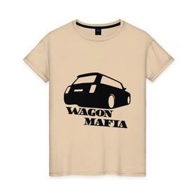 Женская футболка хлопок с принтом WAGON MAFIA в Новосибирске, 100% хлопок | прямой крой, круглый вырез горловины, длина до линии бедер, слегка спущенное плечо | дрифт