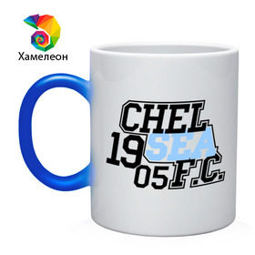 Кружка хамелеон с принтом Chelsea FC в Новосибирске, керамика | меняет цвет при нагревании, емкость 330 мл | 1905 | chelsea | chelsea logo | fc | footbal club | лого | логотип | спорт | футбол | футбольный клуб | челси