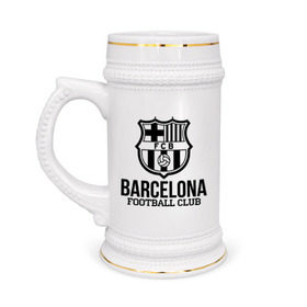 Кружка пивная с принтом Barcelona FC в Новосибирске,  керамика (Материал выдерживает высокую температуру, стоит избегать резкого перепада температур) |  объем 630 мл | barcelona | fc | fc barcelona | footbal club | барселона | лого | логотип | спорт | футбол | футбольный клуб