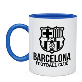 Кружка двухцветная с принтом Barcelona FC в Новосибирске, керамика | объем — 330 мл, диаметр — 80 мм. Цветная ручка и кайма сверху, в некоторых цветах — вся внутренняя часть | barcelona | fc | fc barcelona | footbal club | барселона | лого | логотип | спорт | футбол | футбольный клуб