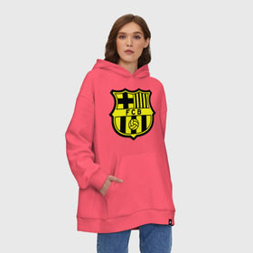 Худи SuperOversize хлопок с принтом Barcelona logo в Новосибирске, 70% хлопок, 30% полиэстер, мягкий начес внутри | карман-кенгуру, эластичная резинка на манжетах и по нижней кромке, двухслойный капюшон
 | barcelona | fc | fc barcelona | footbal club | барселона | лого | логотип | спорт | футбол | футбольный клуб