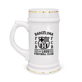 Кружка пивная с принтом FC Barcelona в Новосибирске,  керамика (Материал выдерживает высокую температуру, стоит избегать резкого перепада температур) |  объем 630 мл | barcelona | fc | fc barcelona | footbal club | барселона | лого | логотип | спорт | футбол | футбольный клуб