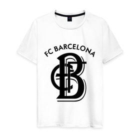 Мужская футболка хлопок с принтом FC Barcelona в Новосибирске, 100% хлопок | прямой крой, круглый вырез горловины, длина до линии бедер, слегка спущенное плечо. | barcelona | fc | fc barcelona | footbal club | барселона | лого | логотип | спорт | футбол | футбольный клуб