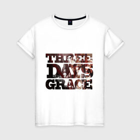 Женская футболка хлопок с принтом Three days grace (dark) в Новосибирске, 100% хлопок | прямой крой, круглый вырез горловины, длина до линии бедер, слегка спущенное плечо | three days grace