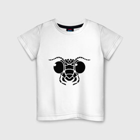 Детская футболка хлопок с принтом Насекомое в Новосибирске, 100% хлопок | круглый вырез горловины, полуприлегающий силуэт, длина до линии бедер | голова | муравей | муха | насекомое