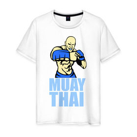 Мужская футболка хлопок с принтом Muay Thai (Тайский бокс) в Новосибирске, 100% хлопок | прямой крой, круглый вырез горловины, длина до линии бедер, слегка спущенное плечо. | Тематика изображения на принте: 