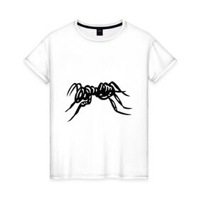 Женская футболка хлопок с принтом Муравей в Новосибирске, 100% хлопок | прямой крой, круглый вырез горловины, длина до линии бедер, слегка спущенное плечо | муравей | насекомые
